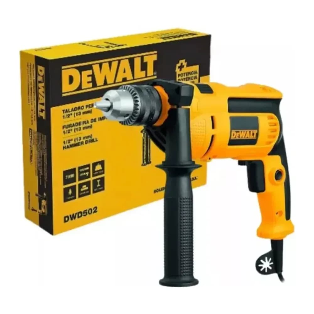 Furadeira 750W Vsr Hammer Drill Imp 220V 1/2 DWD502B2 Dewalt Amarelo 50HZ/60HZ