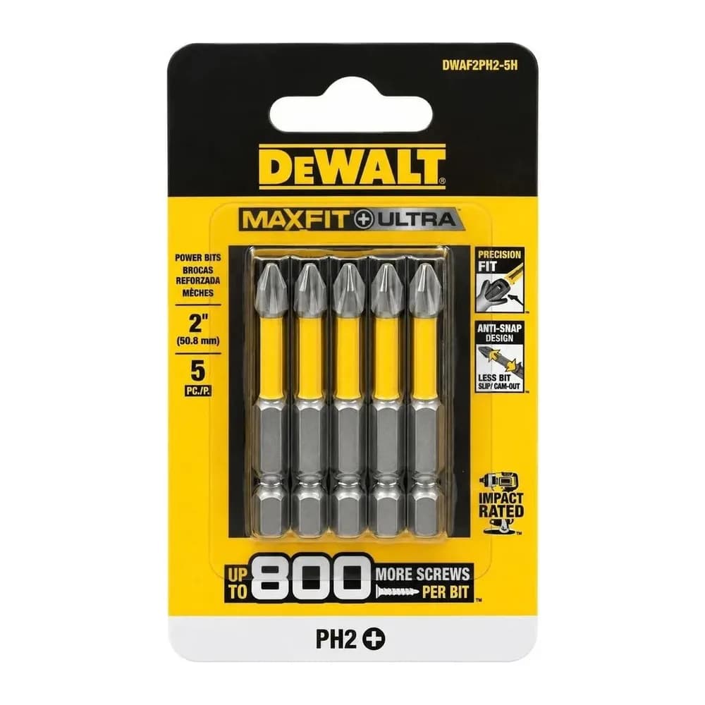 Jogo Bits Impacto 5PCS Dewalt DWAF2PH2-5H Maxfit 50MM Ponta Phillips PH2 – DWAF2PH2-5H