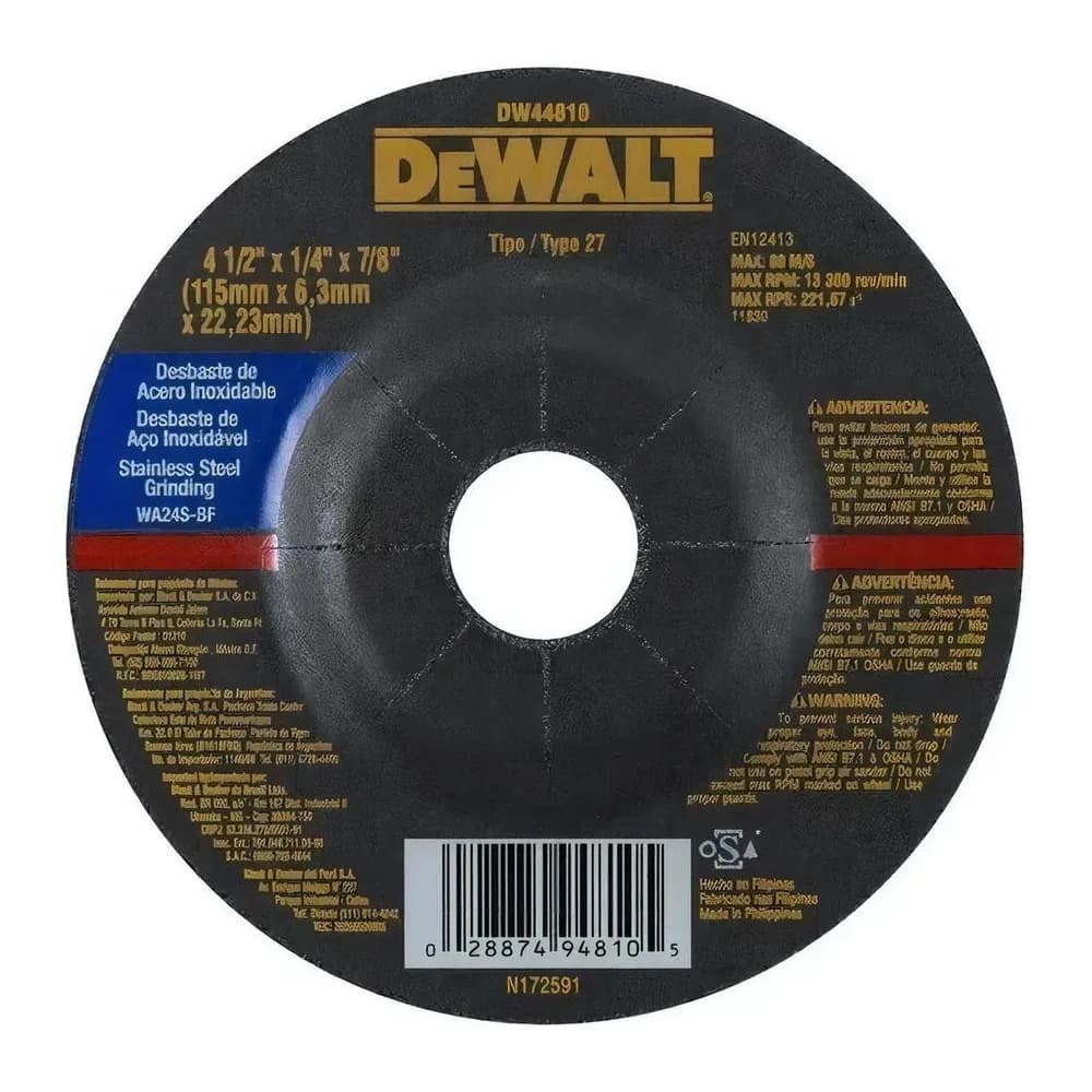 Disco de Desbaste de Inox Dewalt DW44810 Disco Ideal para Inox – DW44810
