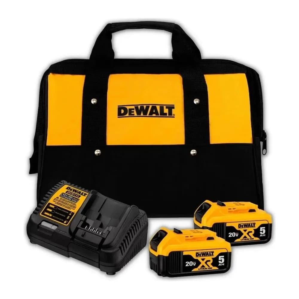 Kit com 2 Baterias 5AH Dewalt Modelo DCB205C2K 1 Carregador e 1 Bolsa Bivolt Amarelo – DCB205C2K-BR