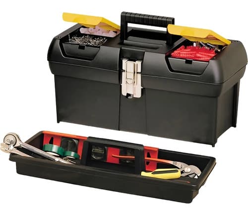 Caixa De Ferramentas Millenium 12,5 Stanley, Modelo 013013s, Caixa Fabricada Em Polipropileno Com Fechos Em Metal Niquelado E Bandeja Organizadora, Capacidade De 50kg Preto 9