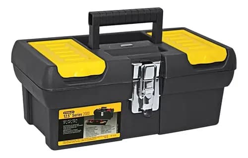 Caixa De Ferramentas Millenium 12,5 Stanley, Modelo 013013s, Caixa Fabricada Em Polipropileno Com Fechos Em Metal Niquelado E Bandeja Organizadora, Capacidade De 50kg Preto