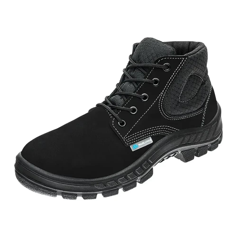 50B26-CB-BP, 39 BOTA C/ CADARCO BICO PLASTICO COURO NOBUCK PRETO 15/17 NEW PRIME SALTO NUBUCK